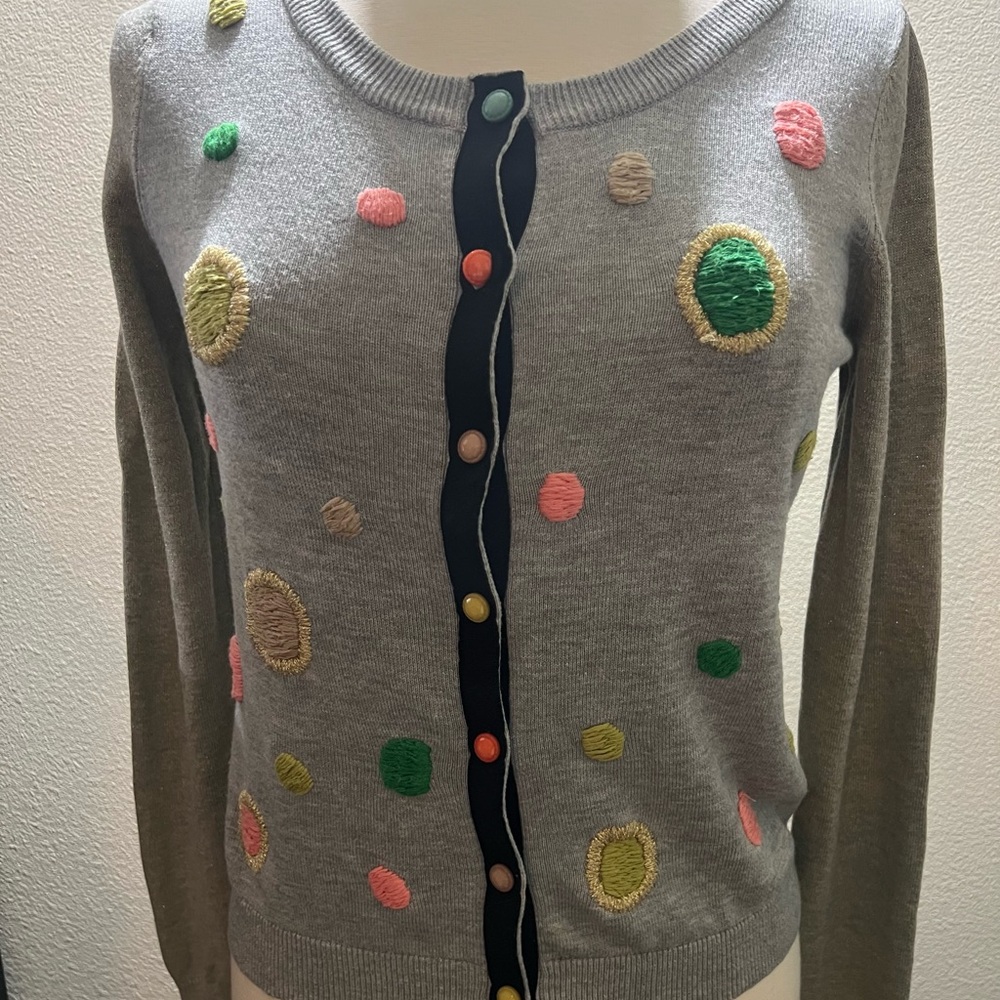 Playful Gray Cardigan with Colorful Accents Charlie & Robin